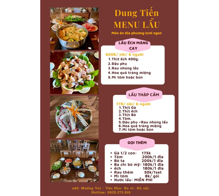 Menu nhà hàng Lẩu Thập Cẩm 1 tr /nồi 6 người