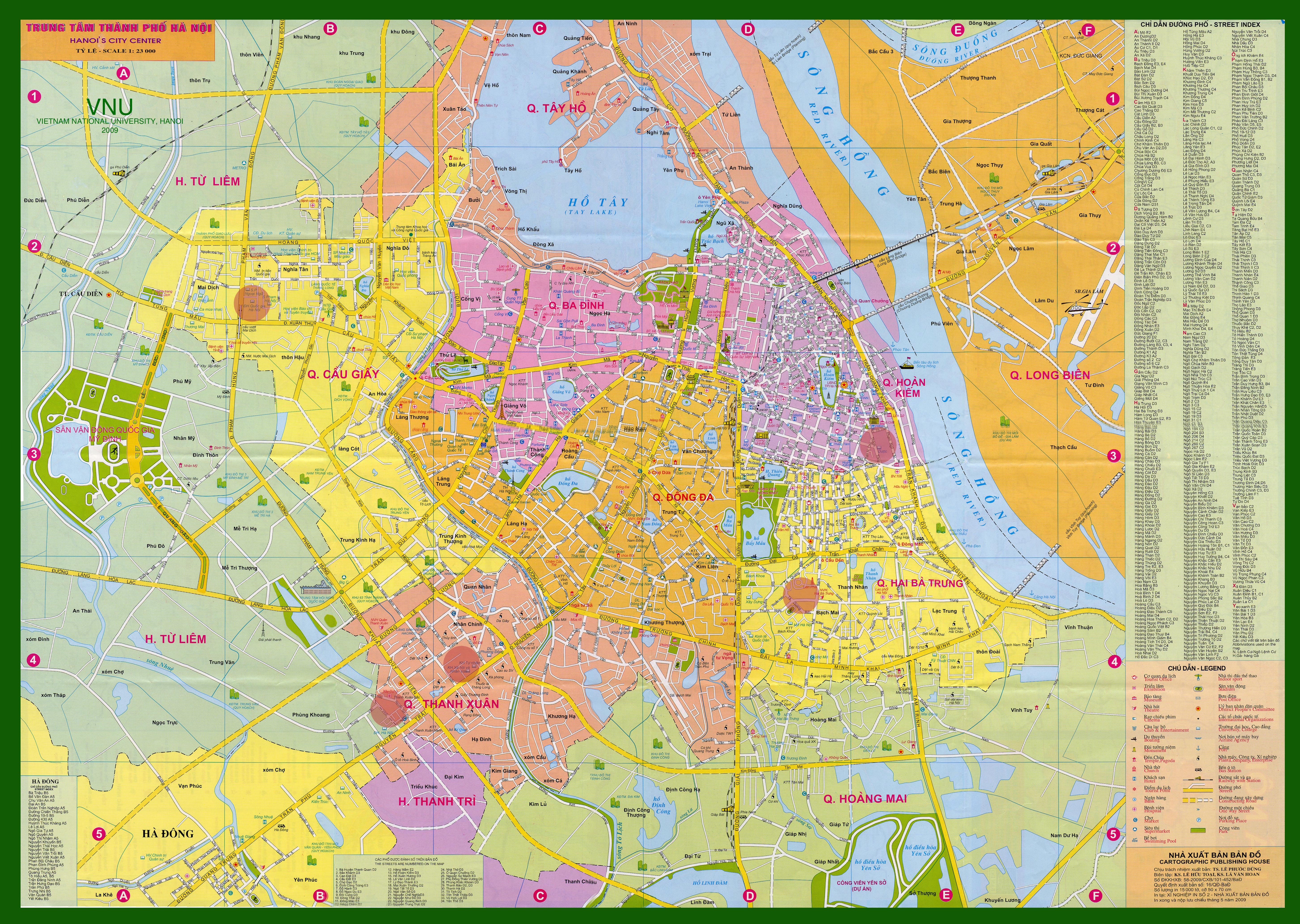 Bản đồ hành chính các quận TP Hà Nội khổ lớn năm 2023